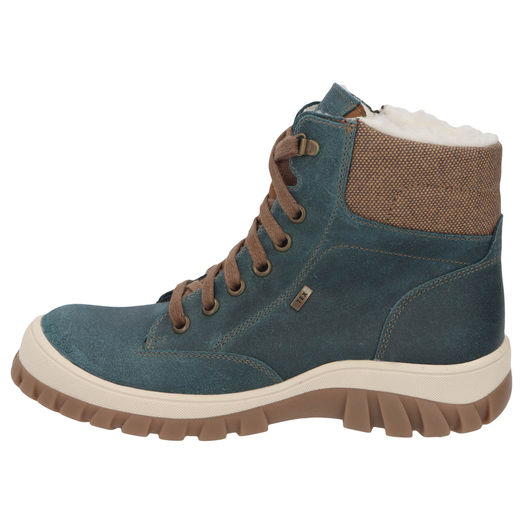 blaue stiefeletten seitenansicht links