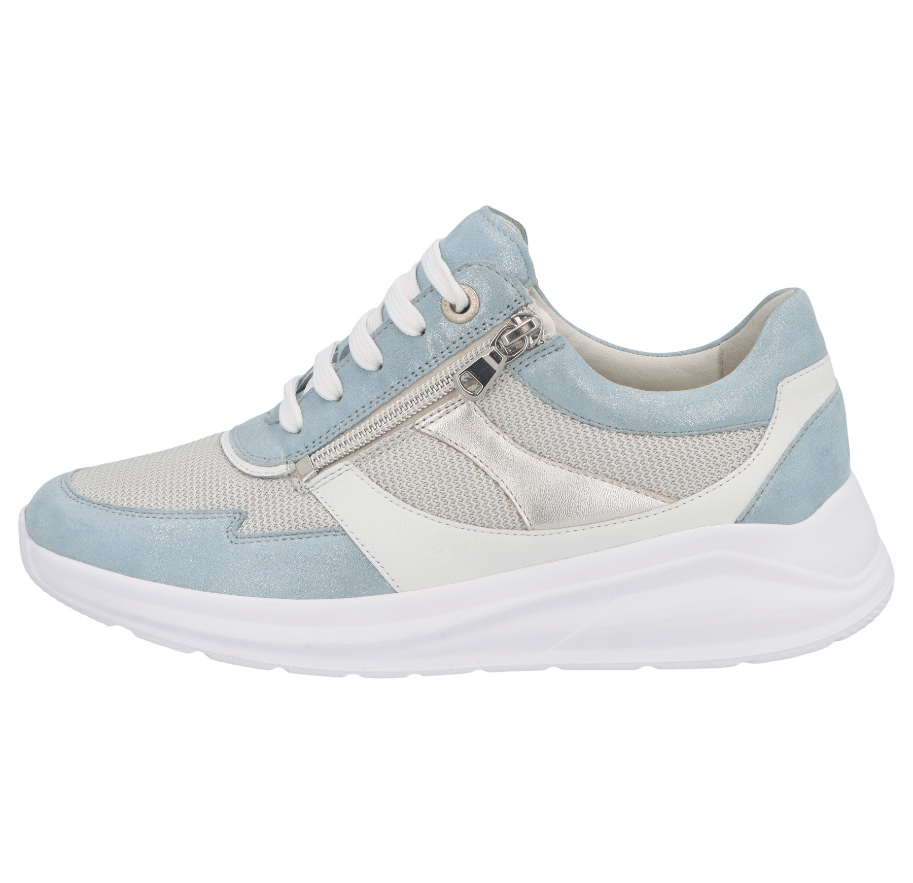 blaue halbschuh seitenansicht links