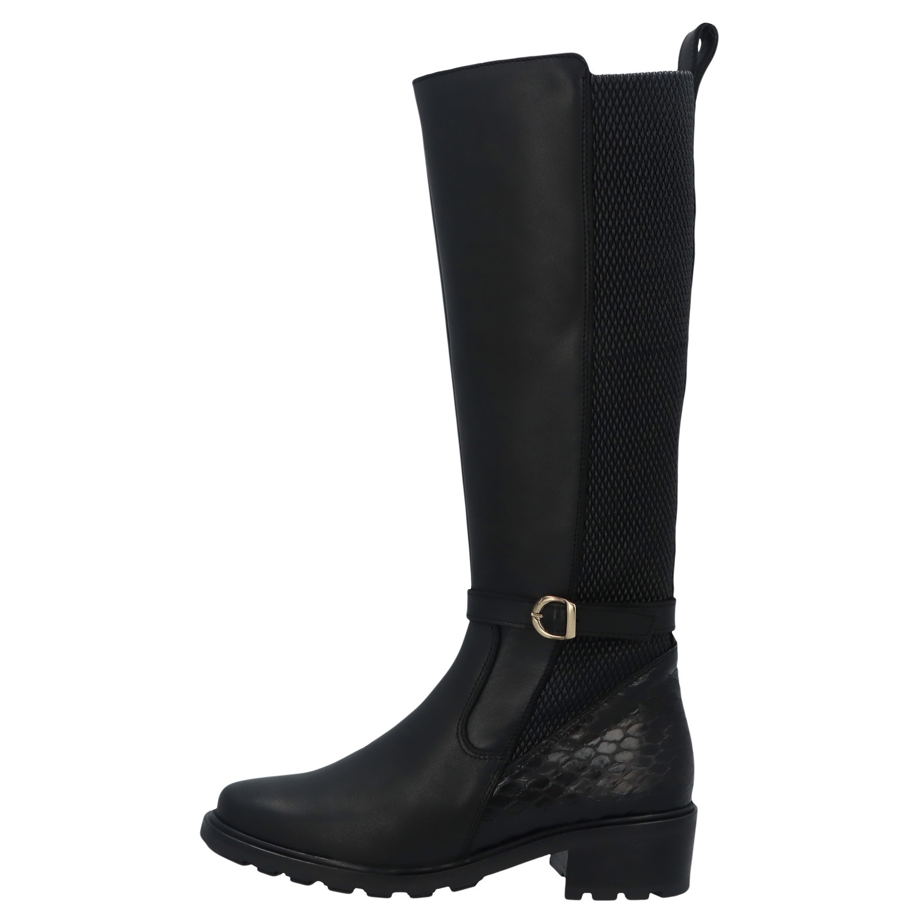 schwarze stiefel seitenansicht links